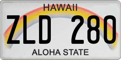 HI license plate ZLD280