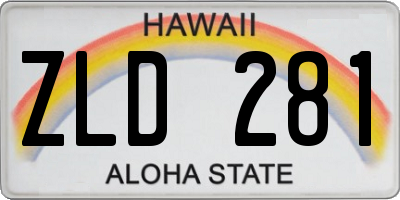 HI license plate ZLD281