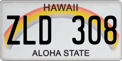 HI license plate ZLD308