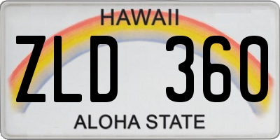 HI license plate ZLD360