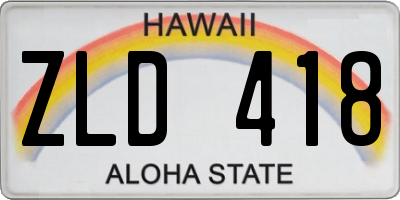HI license plate ZLD418