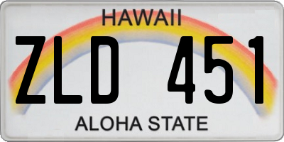 HI license plate ZLD451