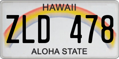 HI license plate ZLD478