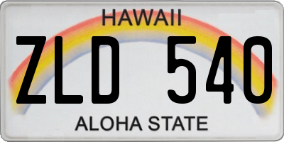 HI license plate ZLD540