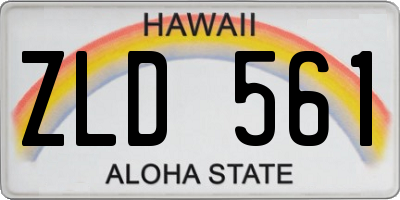HI license plate ZLD561