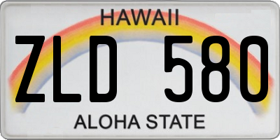HI license plate ZLD580