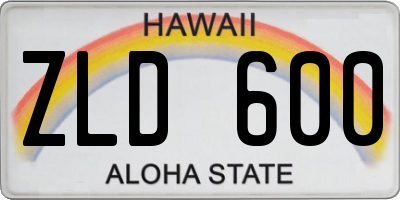 HI license plate ZLD600