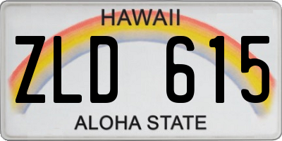 HI license plate ZLD615