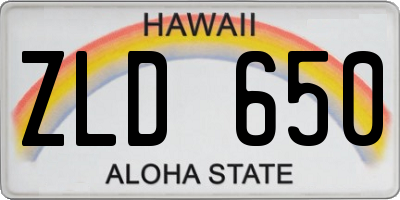 HI license plate ZLD650