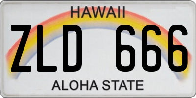 HI license plate ZLD666