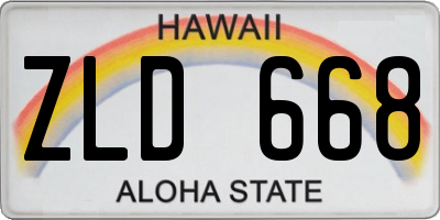 HI license plate ZLD668