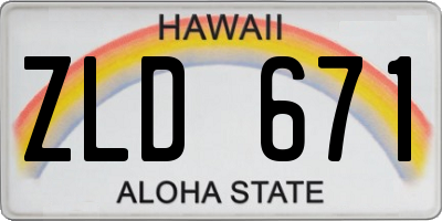 HI license plate ZLD671