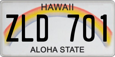 HI license plate ZLD701