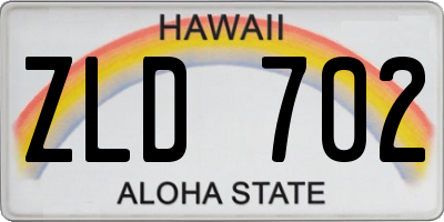 HI license plate ZLD702