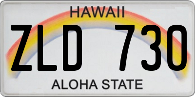 HI license plate ZLD730
