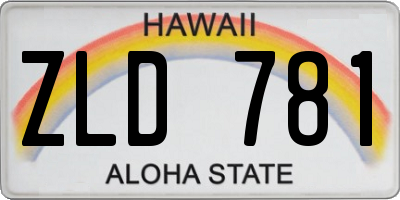 HI license plate ZLD781