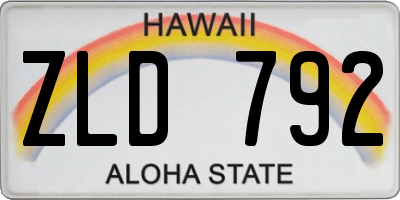 HI license plate ZLD792