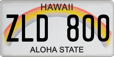 HI license plate ZLD800