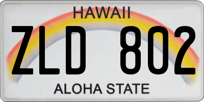 HI license plate ZLD802