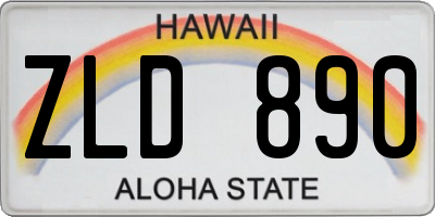 HI license plate ZLD890