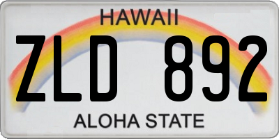 HI license plate ZLD892
