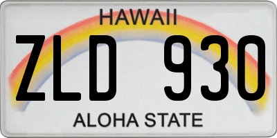 HI license plate ZLD930