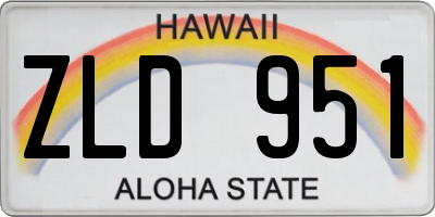 HI license plate ZLD951