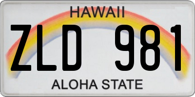 HI license plate ZLD981