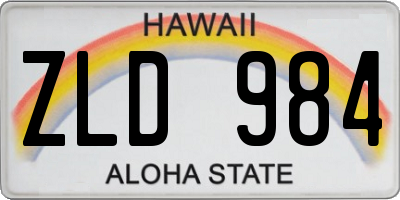 HI license plate ZLD984