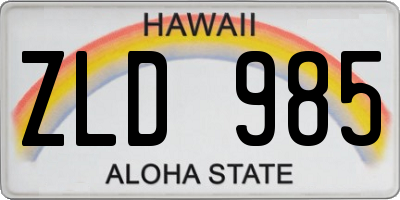HI license plate ZLD985
