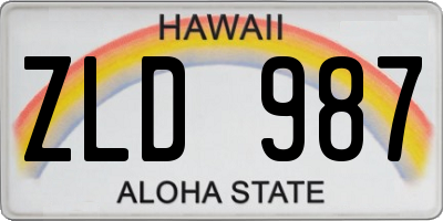 HI license plate ZLD987