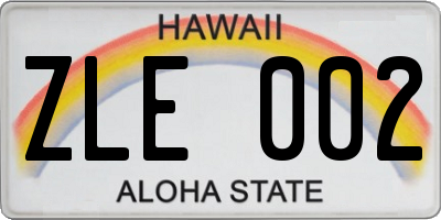 HI license plate ZLE002