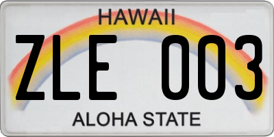 HI license plate ZLE003