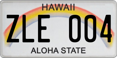 HI license plate ZLE004