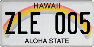 HI license plate ZLE005