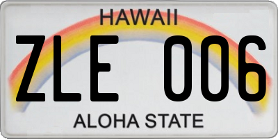 HI license plate ZLE006