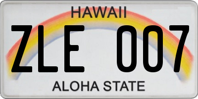 HI license plate ZLE007