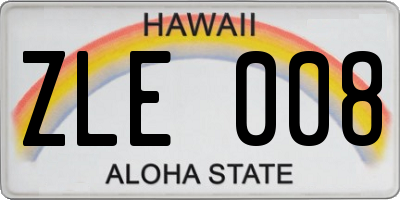 HI license plate ZLE008