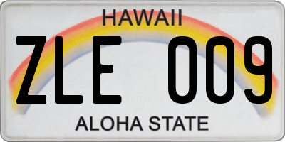 HI license plate ZLE009