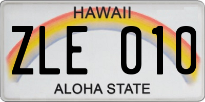 HI license plate ZLE010