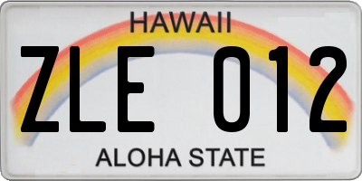 HI license plate ZLE012