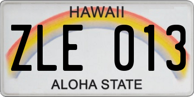 HI license plate ZLE013