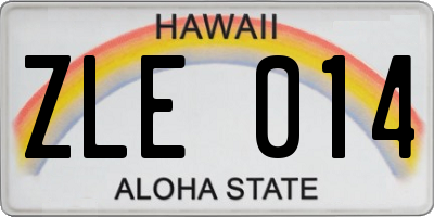 HI license plate ZLE014
