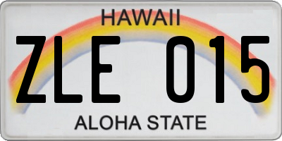 HI license plate ZLE015