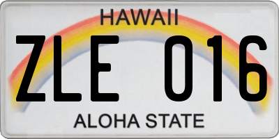 HI license plate ZLE016