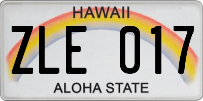 HI license plate ZLE017