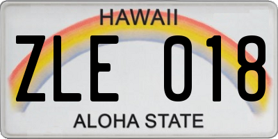 HI license plate ZLE018