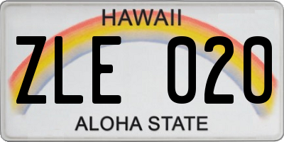 HI license plate ZLE020