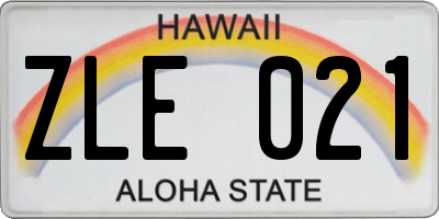 HI license plate ZLE021