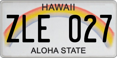 HI license plate ZLE027